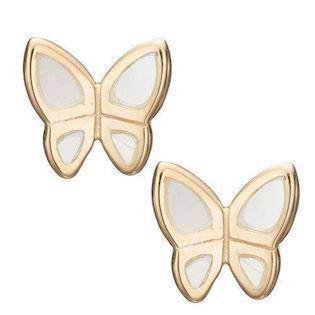 Christina Mop butterflies små forgyldte sommerfugle med hvid emalje, model 671-G14 købes hos Guldsmykket.dk her